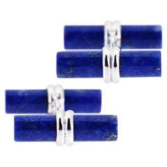 Alex Jona Boutons de manchette en argent sterling et lapis-lazuli