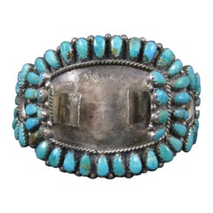 Vintage Zuni Petit Point Turquoise Watch Band Cuff Bracelet 