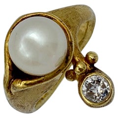 Gennady Osmerkin Diamant-Perlenring 18 Karat Gold Moderne Kunst Organisches Design