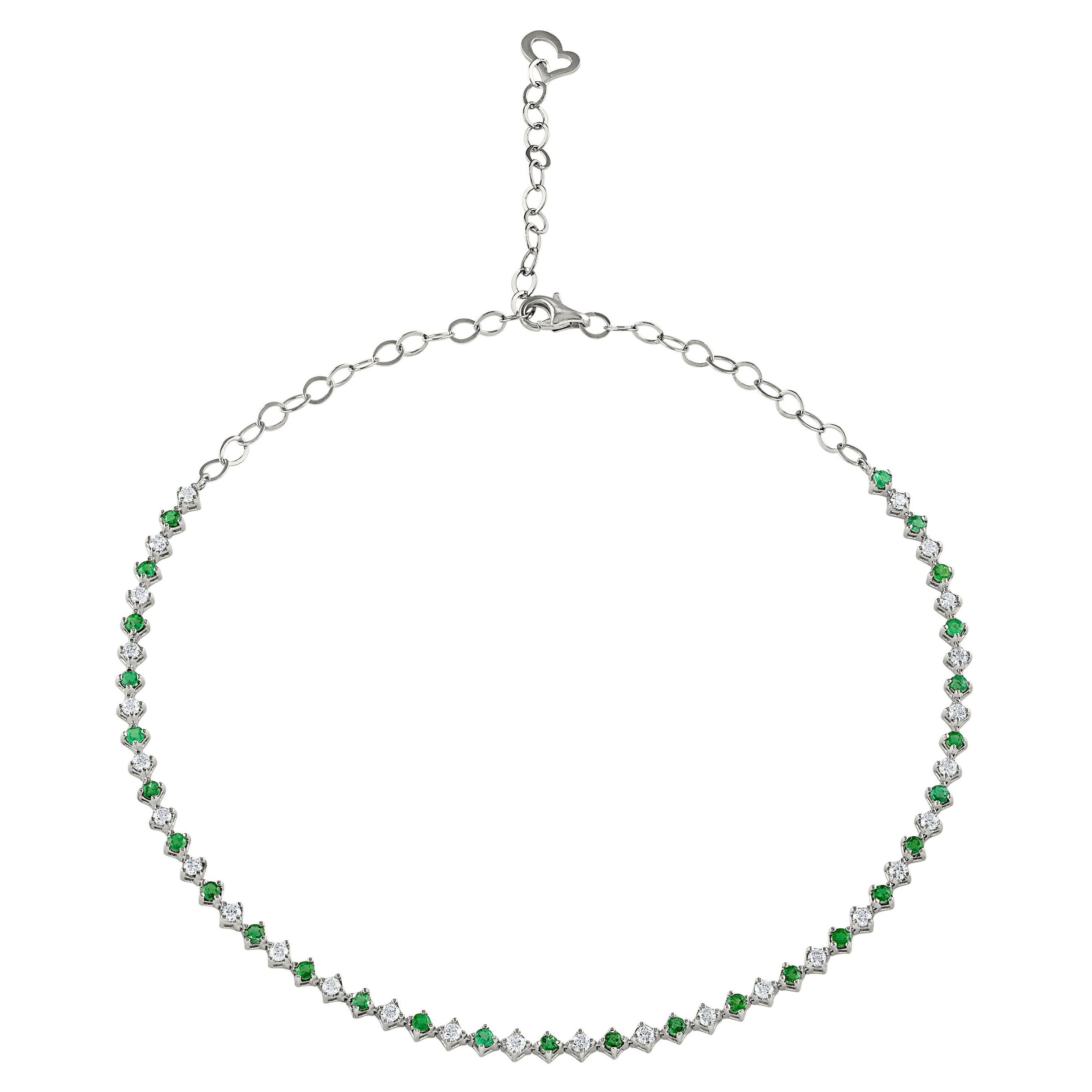 Carolina Choker, Diamond and Emerald Necklace For Sale