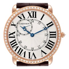 Cartier Ronde Louis 18K Rose Gold Diamond Bezel Mens Watch WR007001