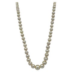 Graduated Pearl Necklace 14 Karat Gold Clasp Hollywood Regency