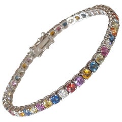 Bracelet tennis multicolore en saphir du Montana et diamants 