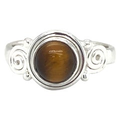 Tiger Eye Cabochon Ring in Sterling Silver