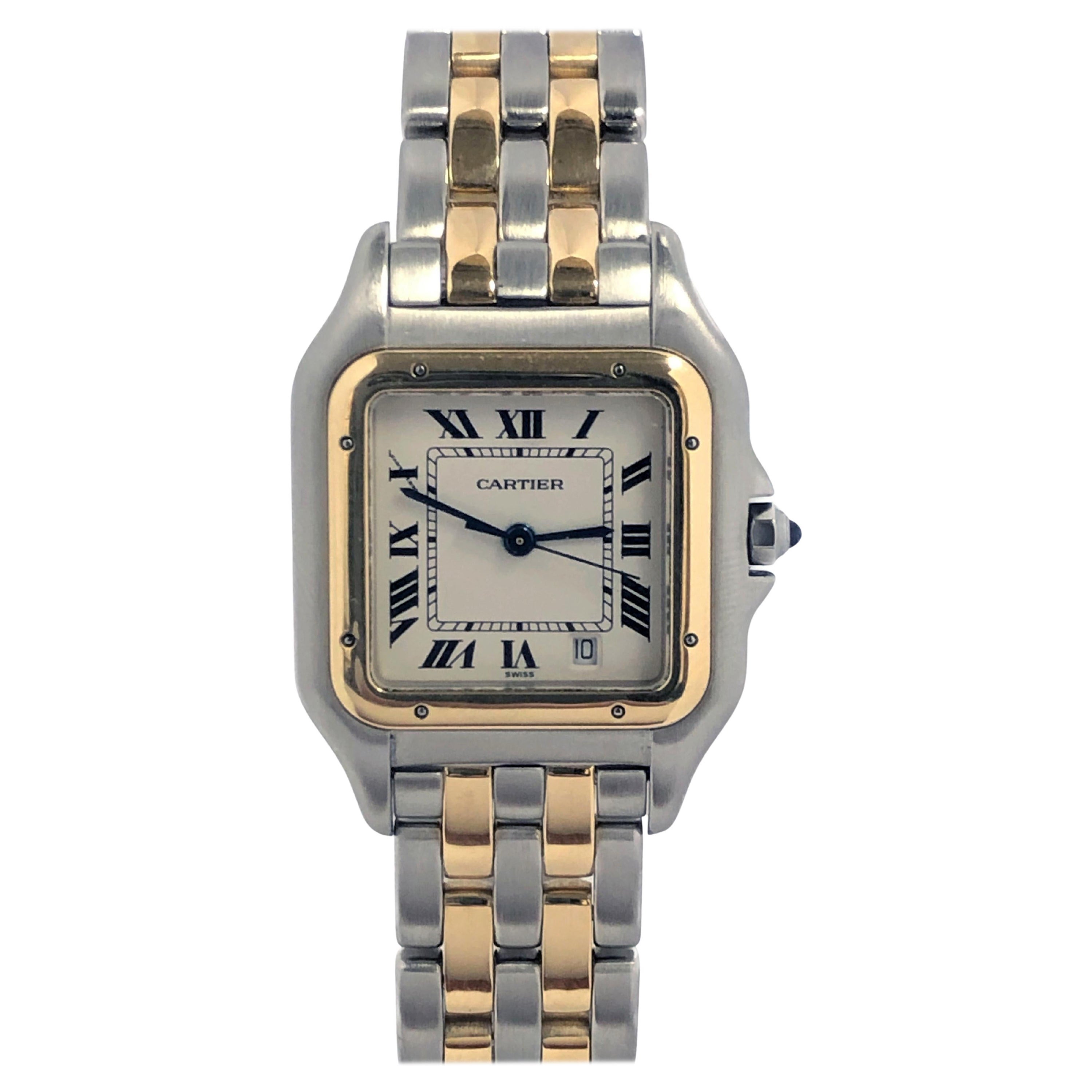 Cartier Panther Gold and Steel Mid Size Quartz Wrist Watch