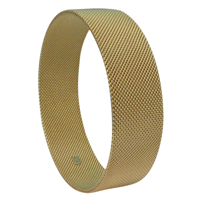 TIFFANY & Co. 18K Gold Somerset Mesh Bangle Bracelet Wider Version 47.30 grams For Sale