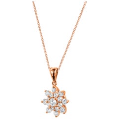 18k Gold Diamond Cluster Necklace Flower Cluster Necklace Minimalist Necklace