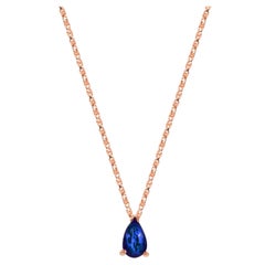 Used 18k Gold Pear Cut Sapphire Solitaire Necklace Genuine Sapphire Necklace