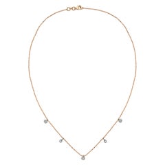 14k Rose Gold Dangling Diamond Bead Chain Necklace