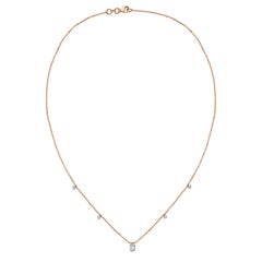 Collier en or rose 14k avec perles de diamants et pendentifs
