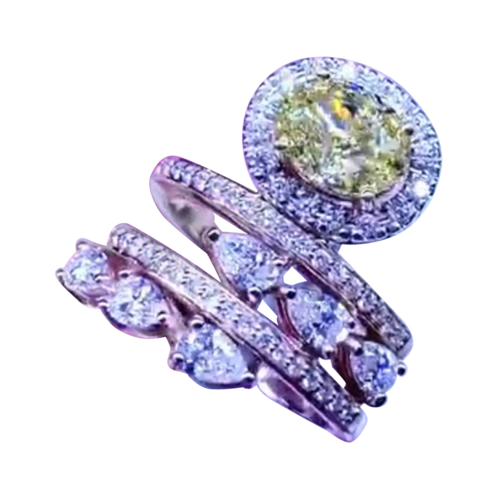 Anillo de oro de 18 quilates con diamante amarillo parduzco de fantasía certificado por GIA de 2,01 quilates