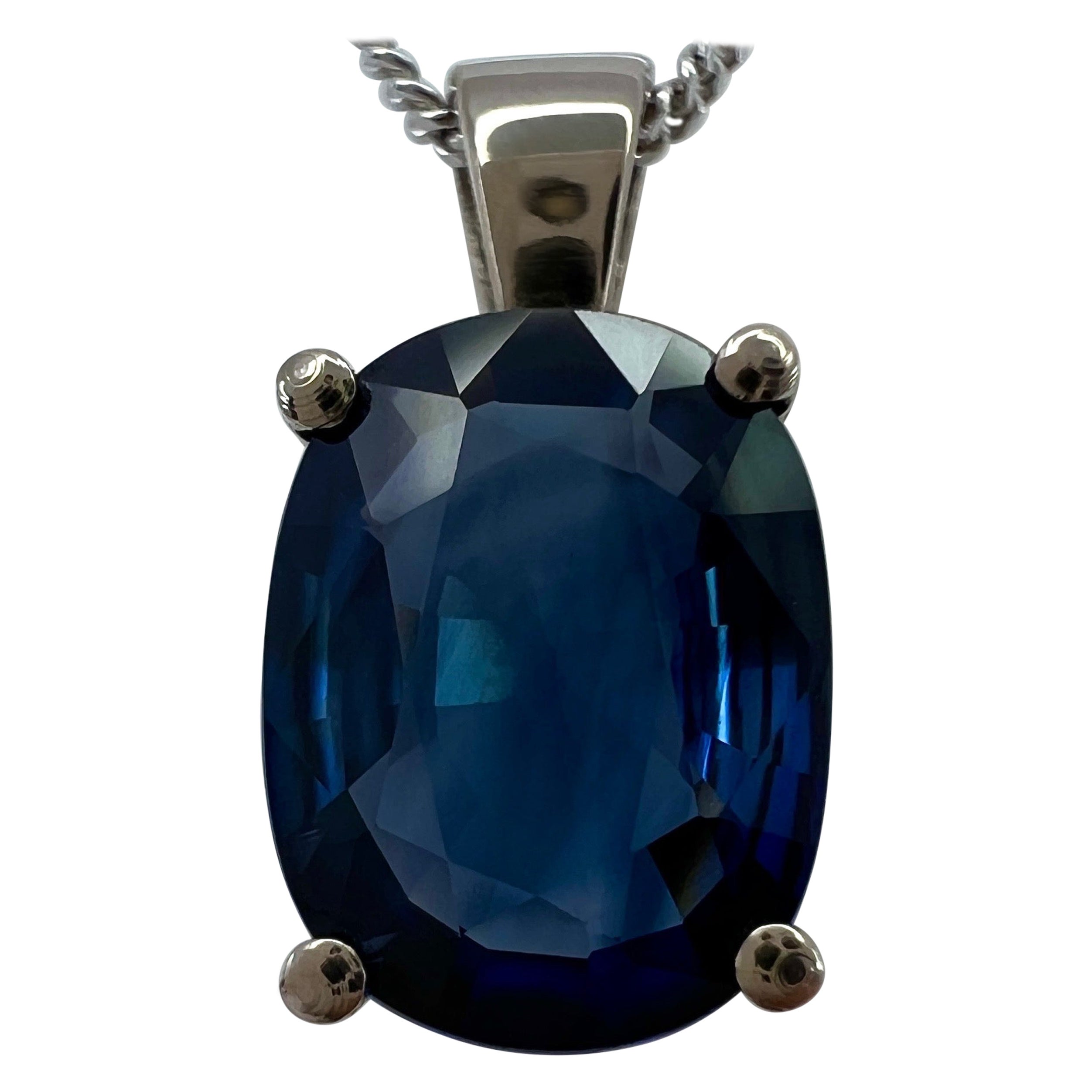 1.85ct Vivid Blue Ceylon Sapphire 18k White Gold Solitaire Pendant Necklace