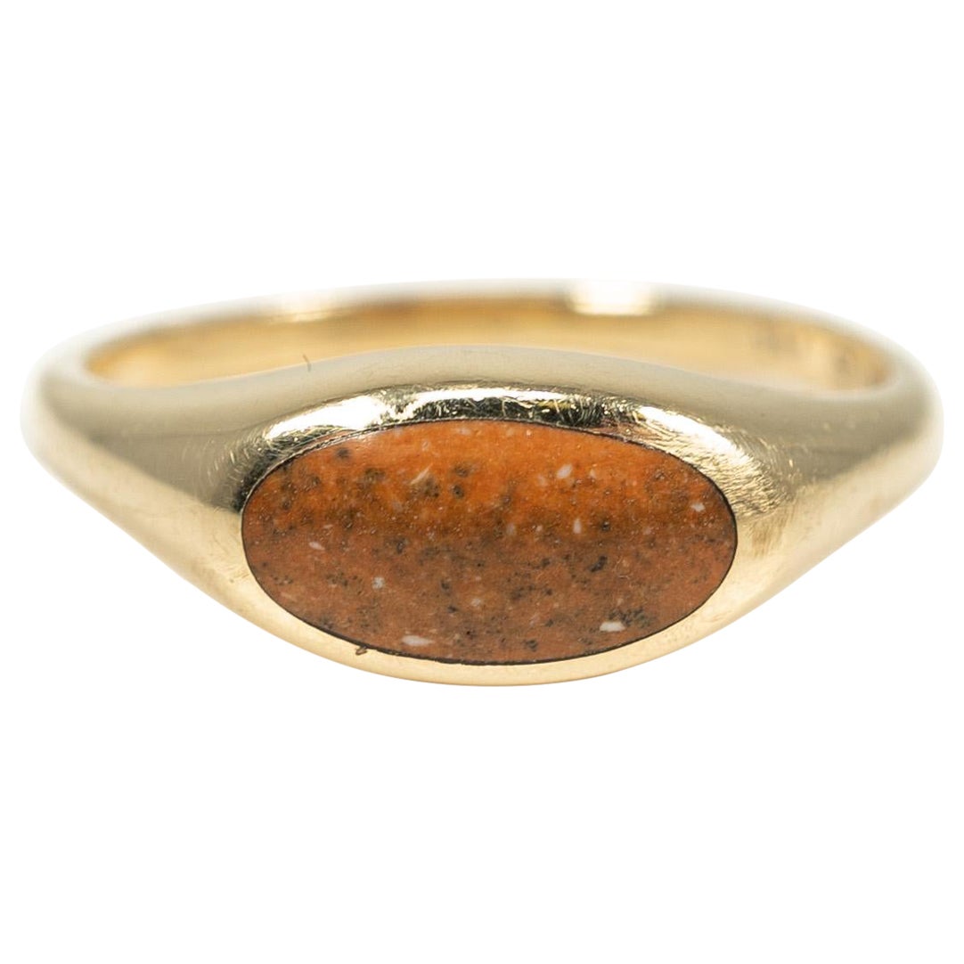 Yellow Gold Spiny Oyster Inlaid Ring by Kabana For Sale