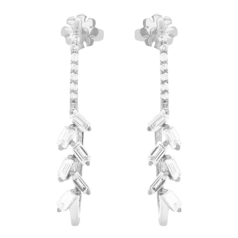 Diamonds, 14 Karat White Gold Fashion Drop Earrings For Sale at 1stDibs
