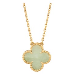 Van Cleef & Arpels Vintage Alhambra 18K Yellow Gold Jade Necklace