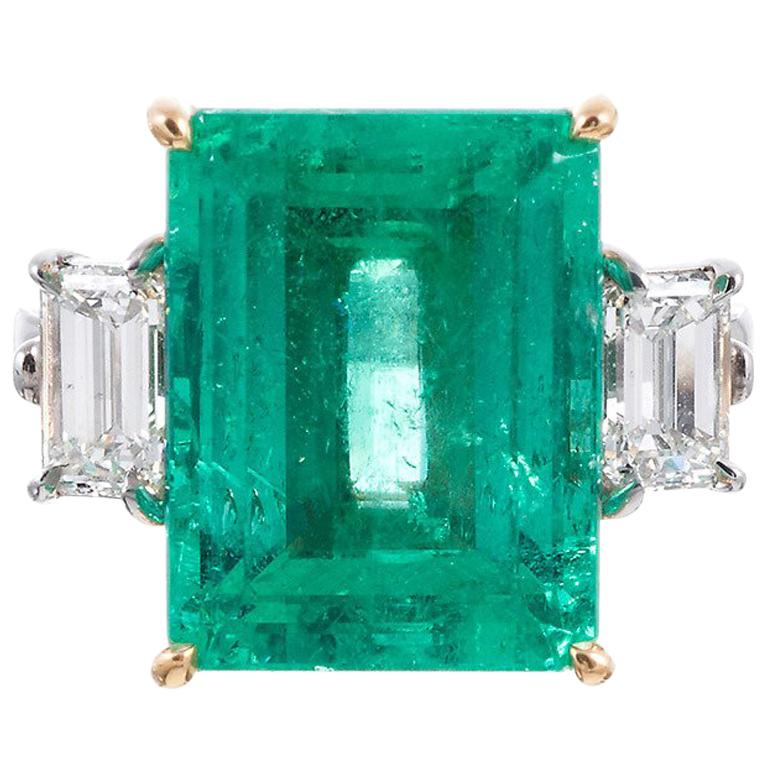 Aletto Brothers 12.43ct Emerald Diamond Three-Stone Ring