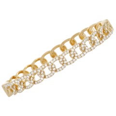 LB Exclusive 18K Yellow Gold 1.75 ct Diamond  Pave Chain Bangle Bracelet 