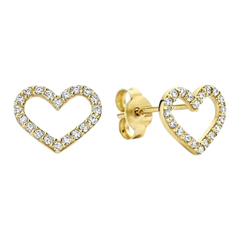 Boucles d'oreilles cœur en or jaune 14K. Mini-boucles d'oreilles en forme de cœur !