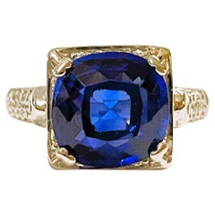 New African IF 3.9 Ct Kashmir Blue & White Sapphire Sterling Ring