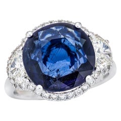 6.31 Carat Rare Unheated Royal Vivid Blue Sapphire Ring 'Burma' GRS Certified