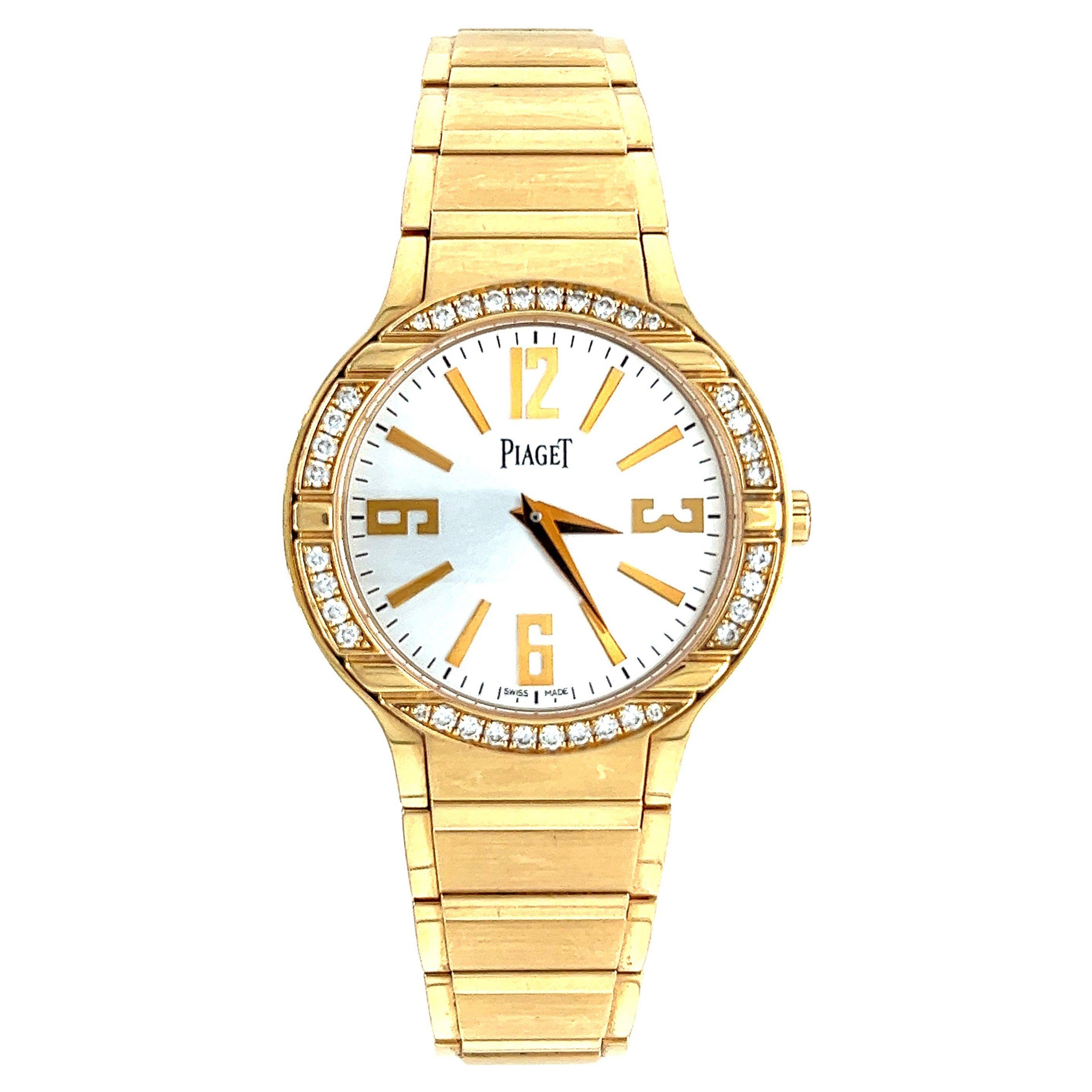 Piaget 'Polo' Ladies in 18k Yellow Gold with Diamond Bezel & Piaget Papers For Sale