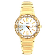 Vintage Piaget 'Polo' Ladies in 18k Yellow Gold with Diamond Bezel & Piaget Papers