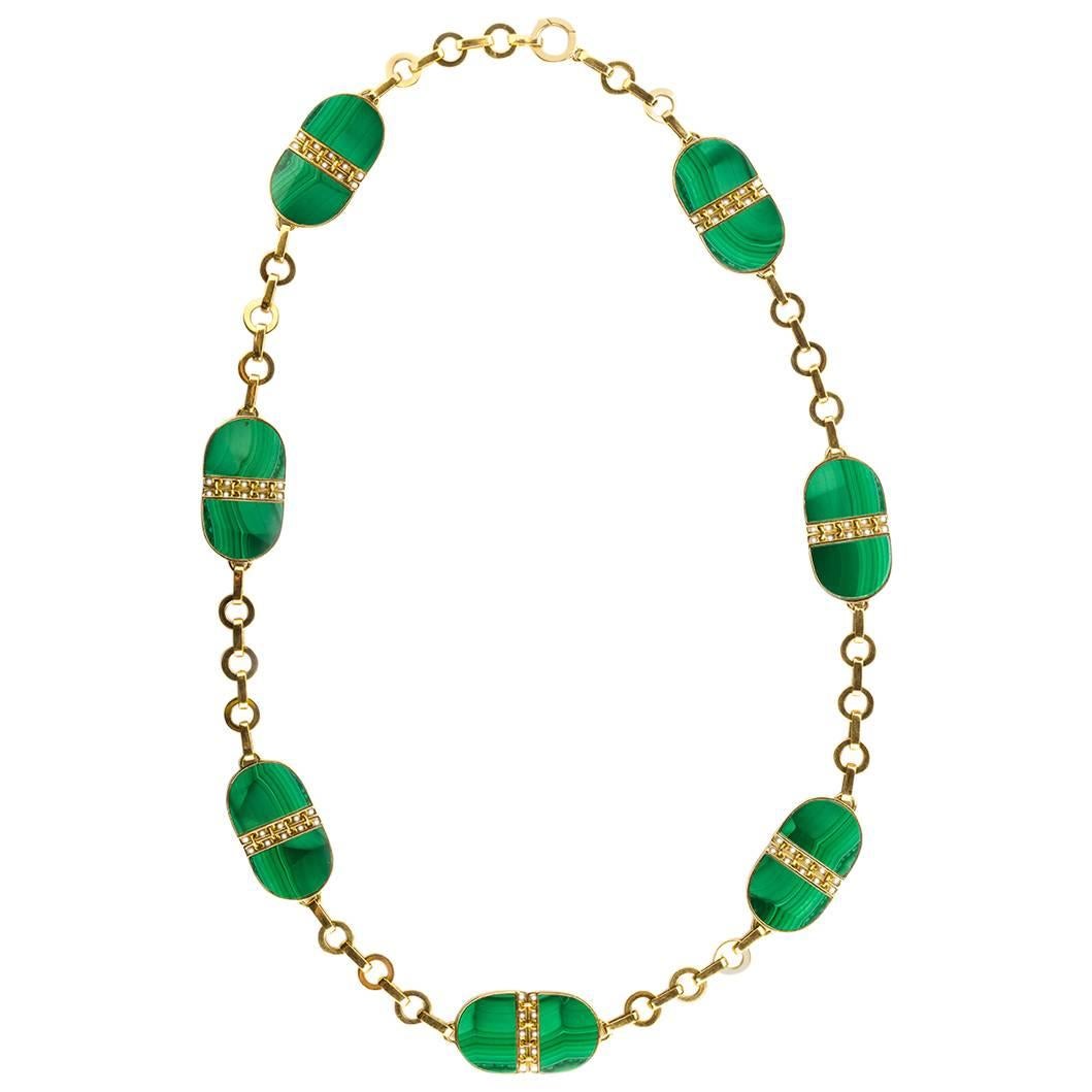 Malachite Gold Chain Necklace