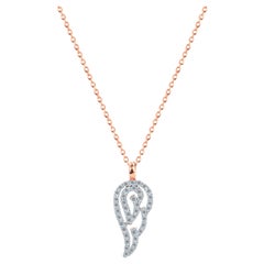 18 Karat Gold Diamant-Engelflügel-Halskette mit Engel- schützendem Charm-Anhänger