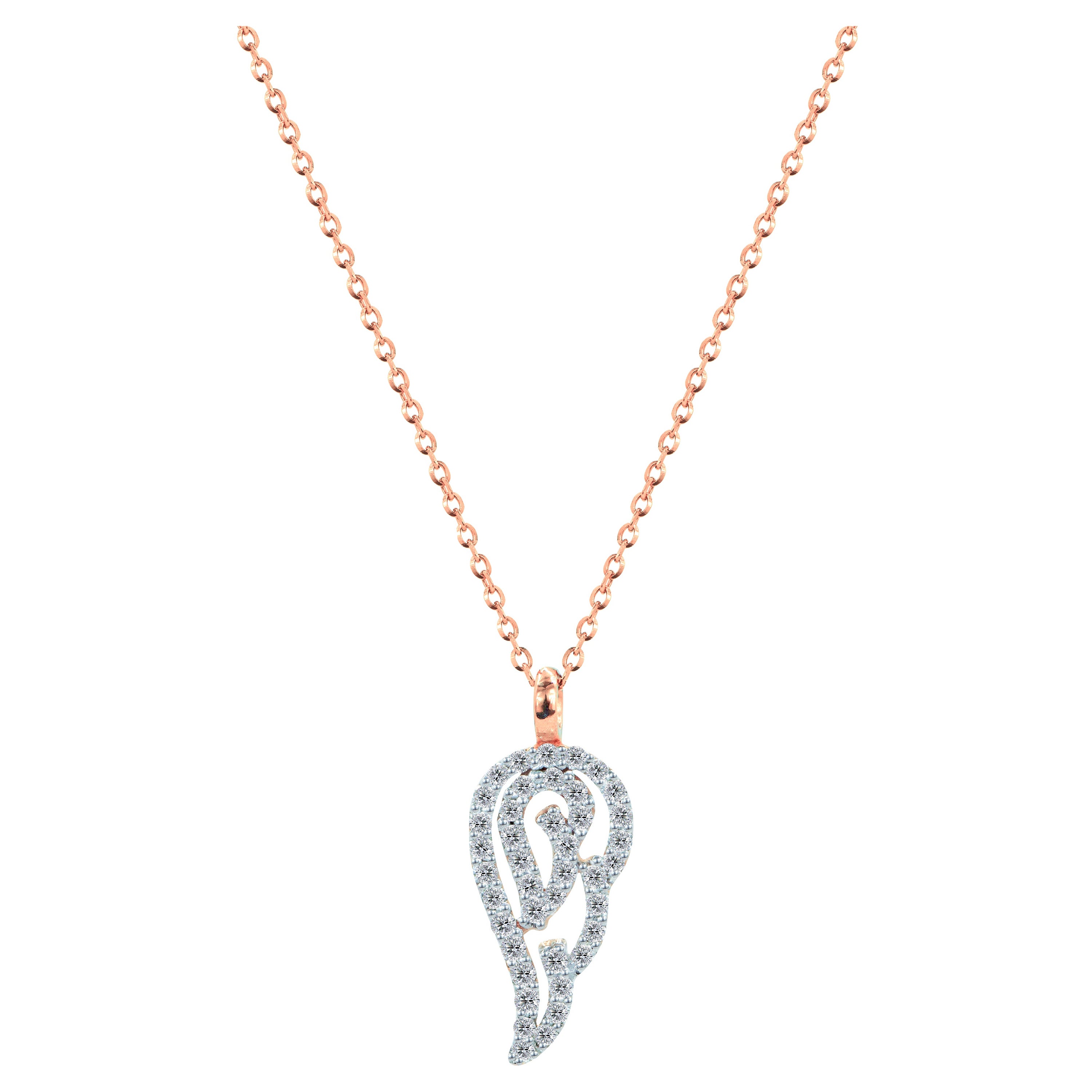 Collier en or 14K avec aile d'ange en diamant Pendentif de protection de l'ange