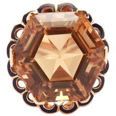 Citrine Enamel Gold Ring