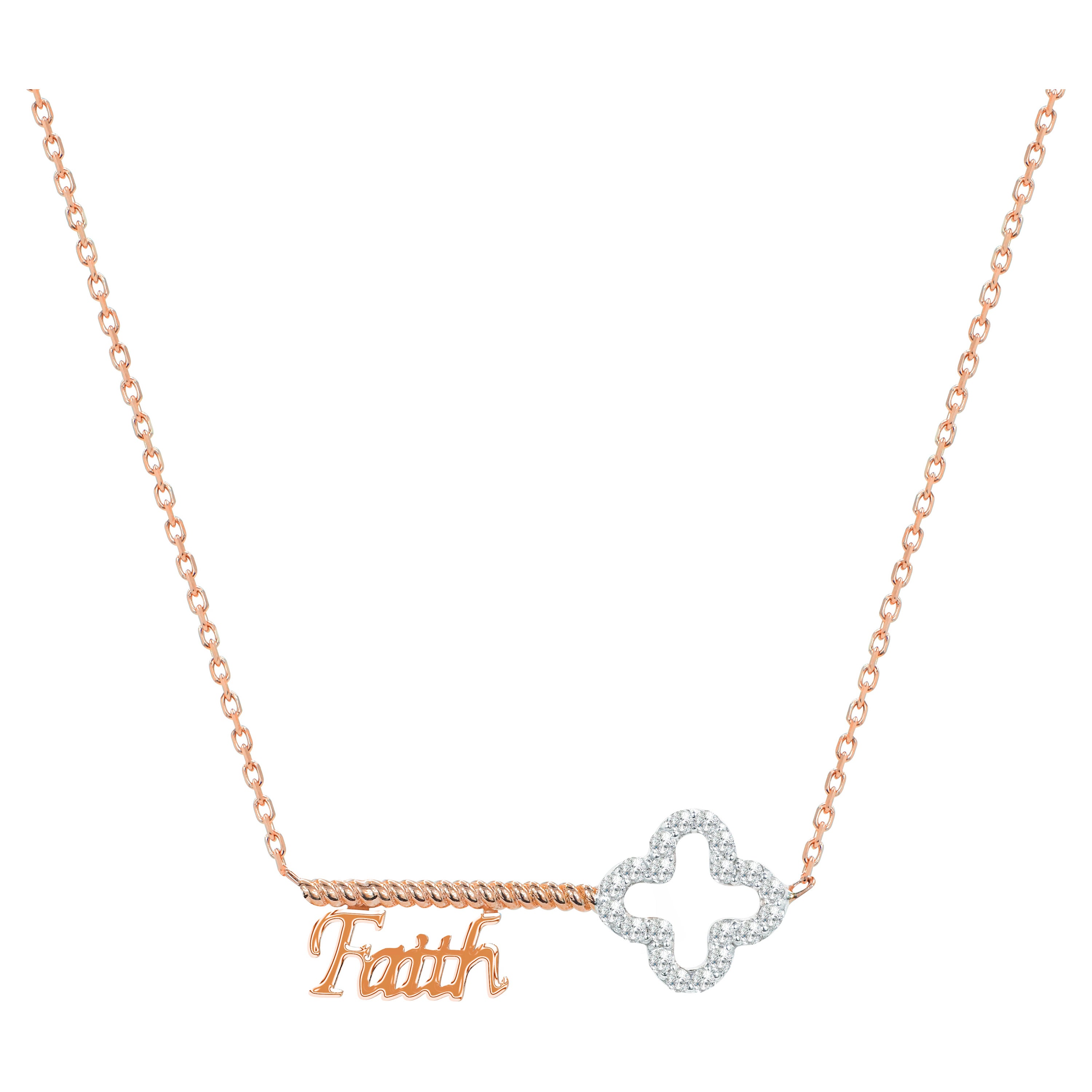 18k Gold Diamond Key Necklace Diamond Faith Necklace