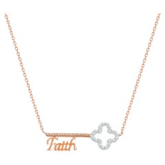 Used 14k Gold Diamond Key Necklace Diamond Faith Necklace