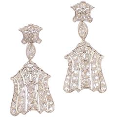 Antique Art Deco Diamond Platinum Chandelier Earrings 