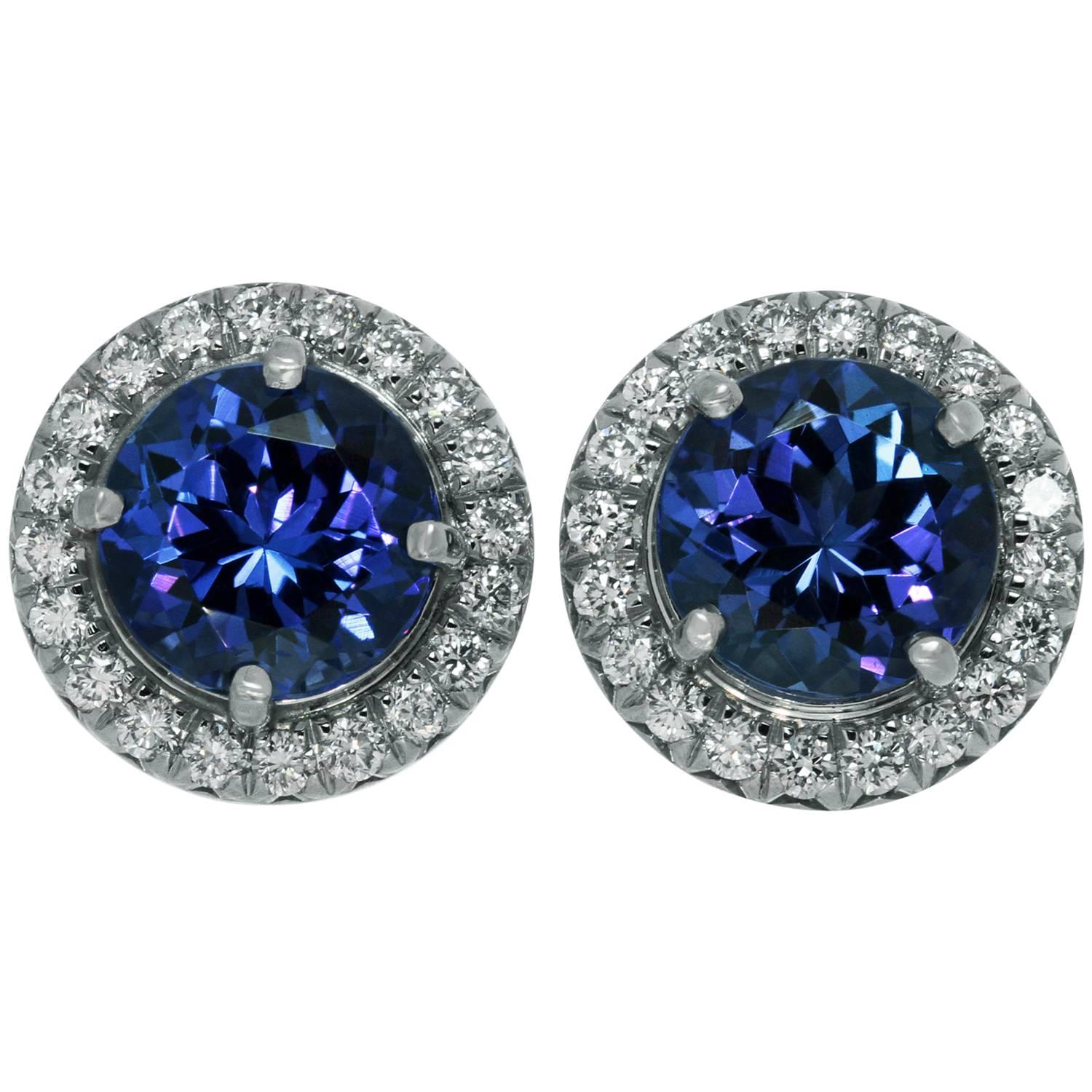Tiffany & Co. Seleste Tanzanite Diamond Platinum Stud Earrings