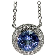 Tiffany & Co. Seleste Tanzanite Diamond Platinum Pendant Necklace