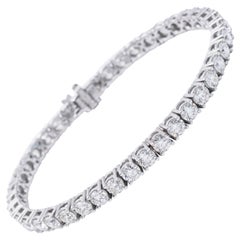 Bracelet tennis en or blanc 14 carats avec diamants de 5 carats d'une valeur moyenne de 0,10 carat