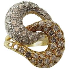 Montreaux Pave Diamond Gold Platinum Swirl Ring 10