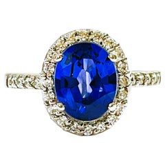 New African IF 2.5 Ct Kashmir Blue & White Sapphire Sterling Ring