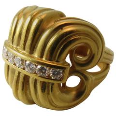 Lagos Diamond Gold Scroll Design Ring 9