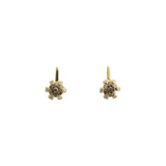 Boucles d'oreilles en forme de grand échantillon avec diamants chocolat et diamants Vanilla