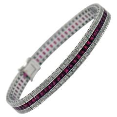 Ruby Diamond Gold Line Bracelet 2