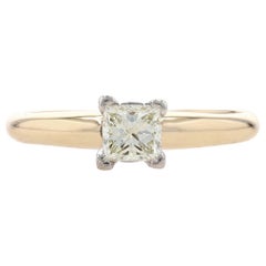 Yellow Gold Diamond Solitaire Engagement Ring 14k Princess .38 Ct