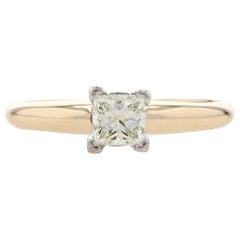 Anello di fidanzamento solitario con diamante in oro giallo 14k Princess .38 Ct