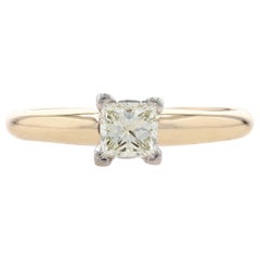 Vintage Yellow Gold Diamond Solitaire Engagement Ring 14k Princess .38 Ct