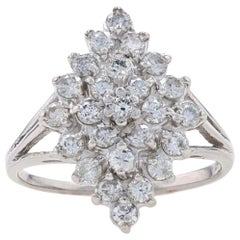 White Gold Diamond Cluster Cocktail Ring 14k Round Brilliant 1.00ctw