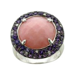 Grand Sample Sale Ring Featuring Grape Amethyst, Pink Opal Vanilla Diamonds