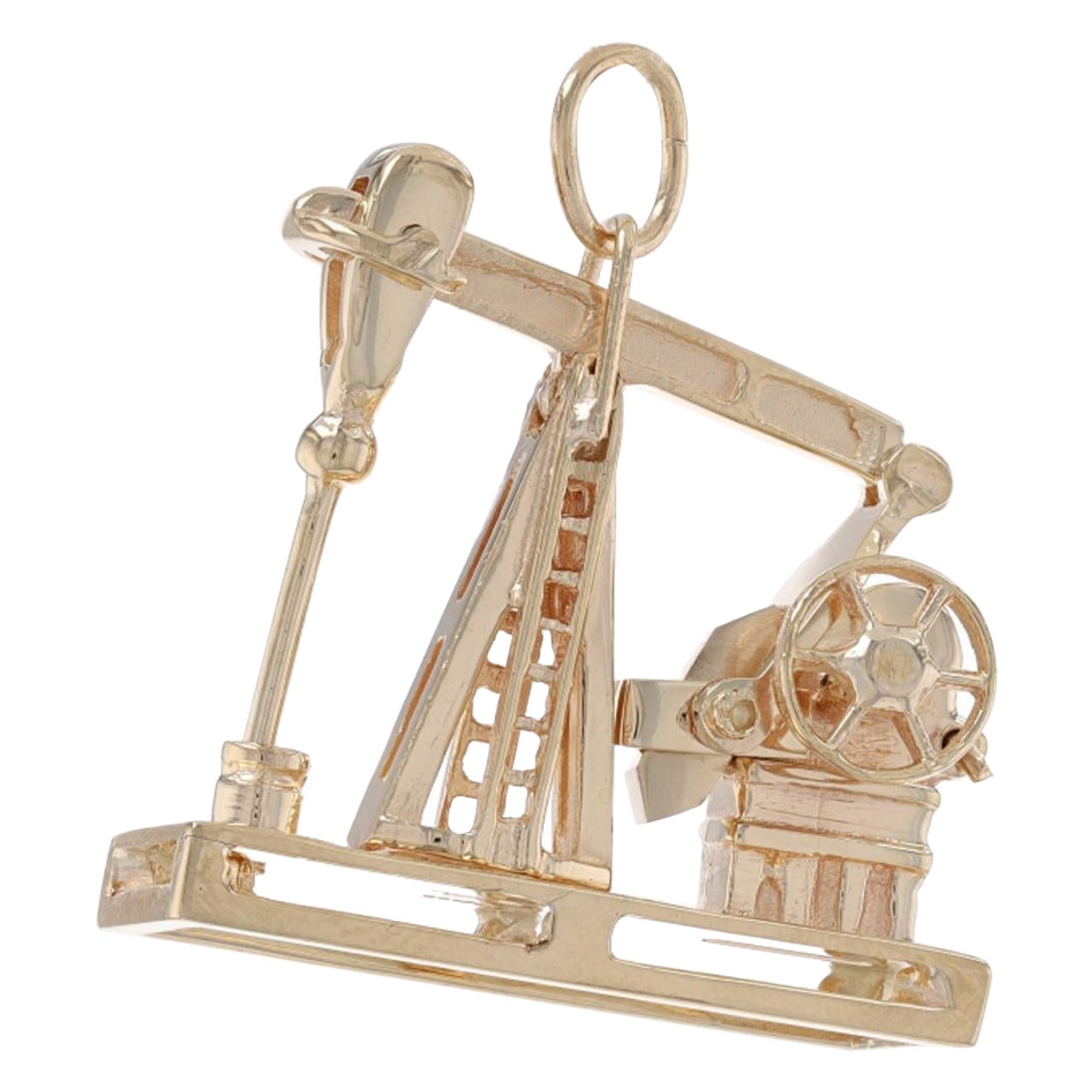 Yellow Gold Oil Derrick Charm 14k Drilling Rig Moves For Sale