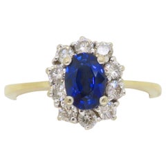 Gia Certified Blue Sapphire & Diamond Halo Ring in 18k