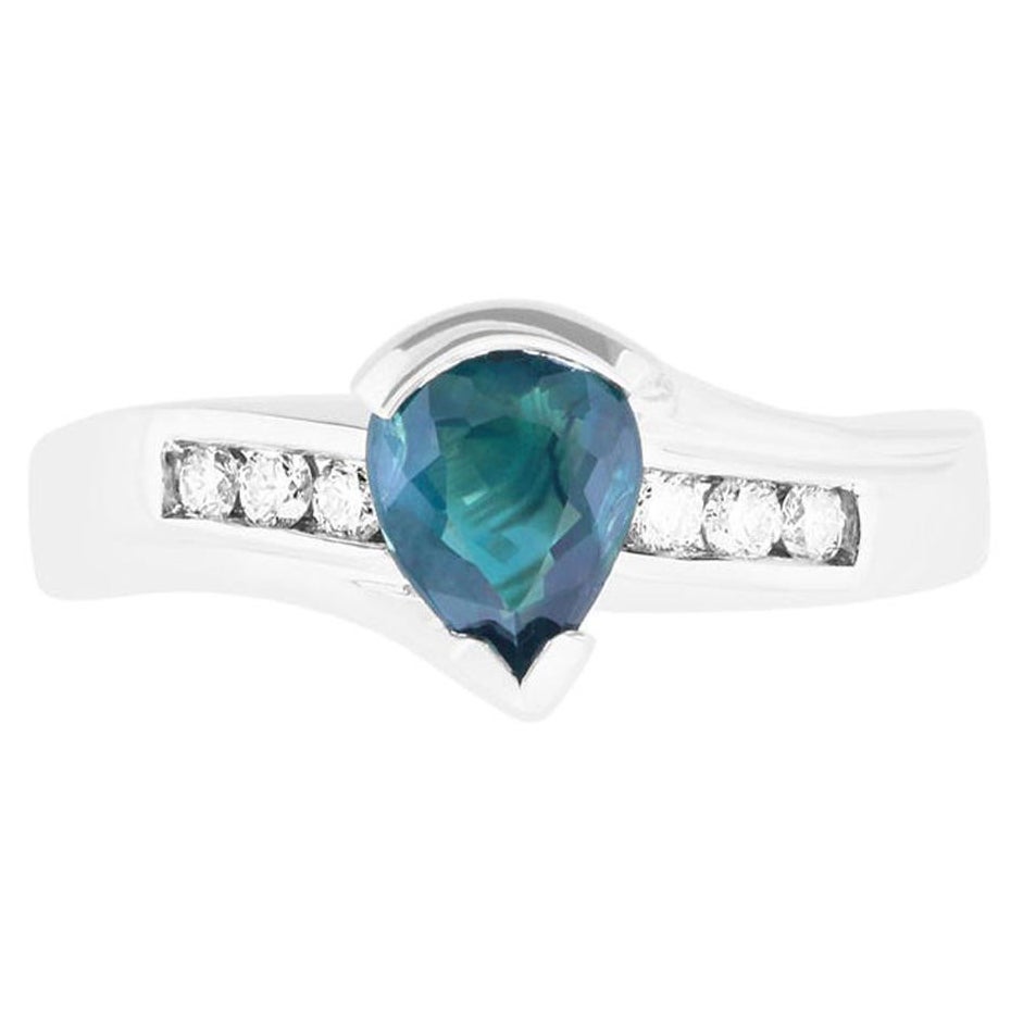 Pear Shape Alexandrite Natural Color Change Diamond Channel Set Ring ...
