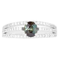 GIC Certified Round Alexandrite Color Change Diamond Triple Shank Cocktail Ring